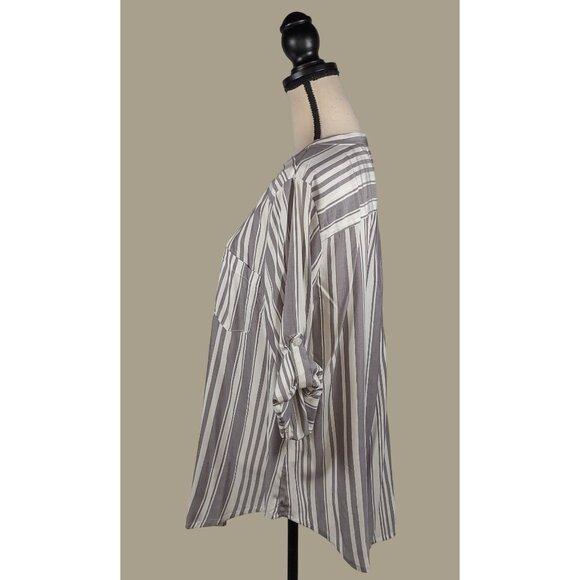 Torrid Gray and White Striped 100% Modal Harper Blouse Size Large (12) NWT - Picture 5 of 11